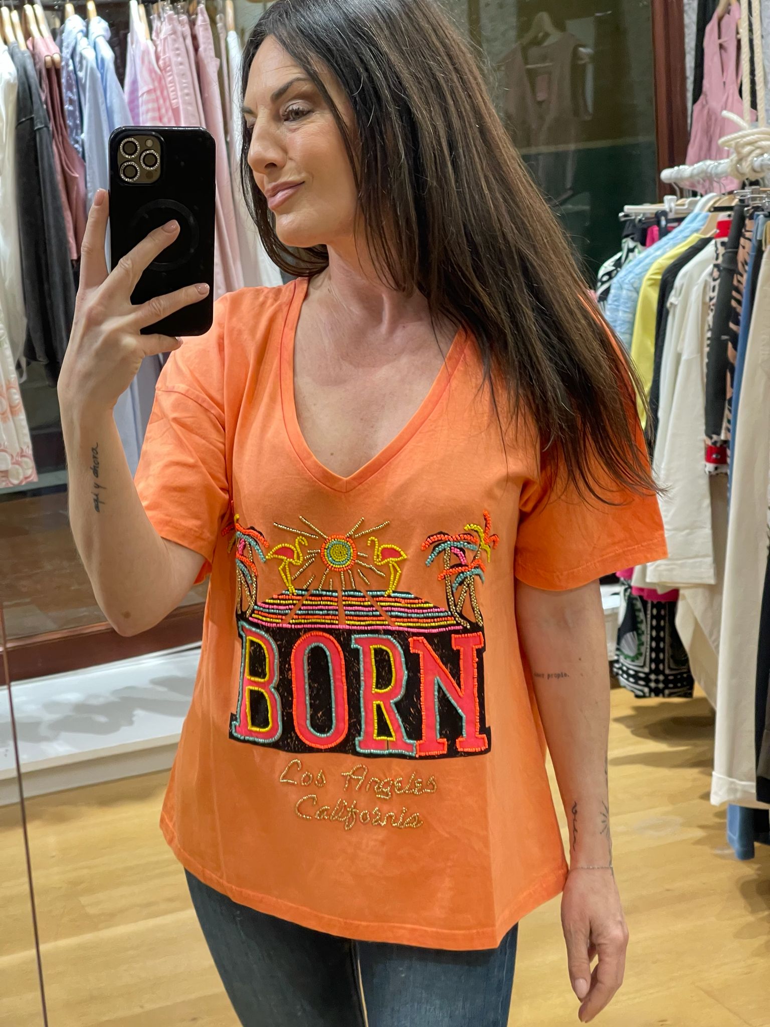 CAMISETA VINTAGE BORN NARANJA - Imagen 2
