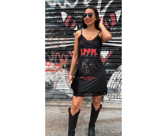 VESTIDO LENCERO PANTERAS ROCKERAS