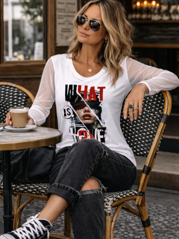 Camiseta de mujer LaSaL WHAT IS LOVE blanco