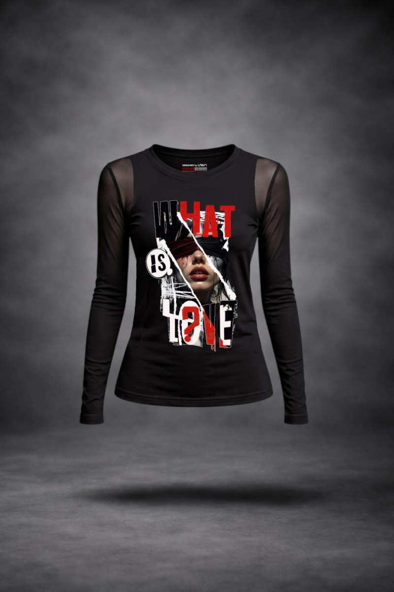 Camiseta de mujer LaSaL WHAT IS LOVE negro - Imagen 3
