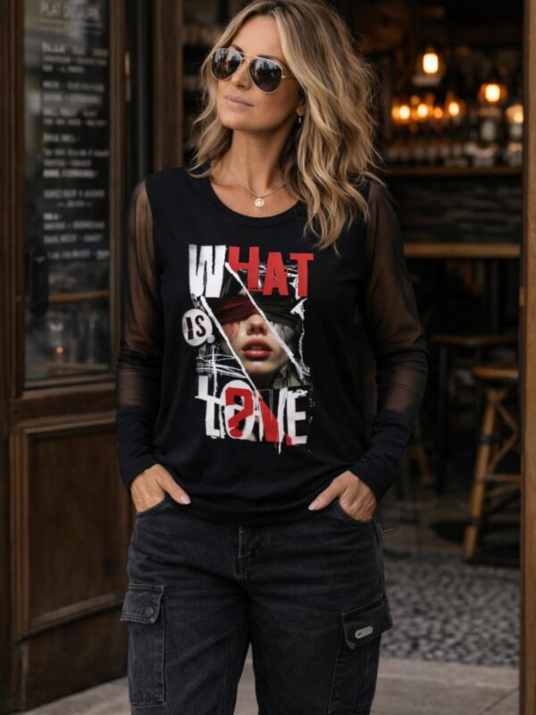 Camiseta de mujer LaSaL WHAT IS LOVE negro