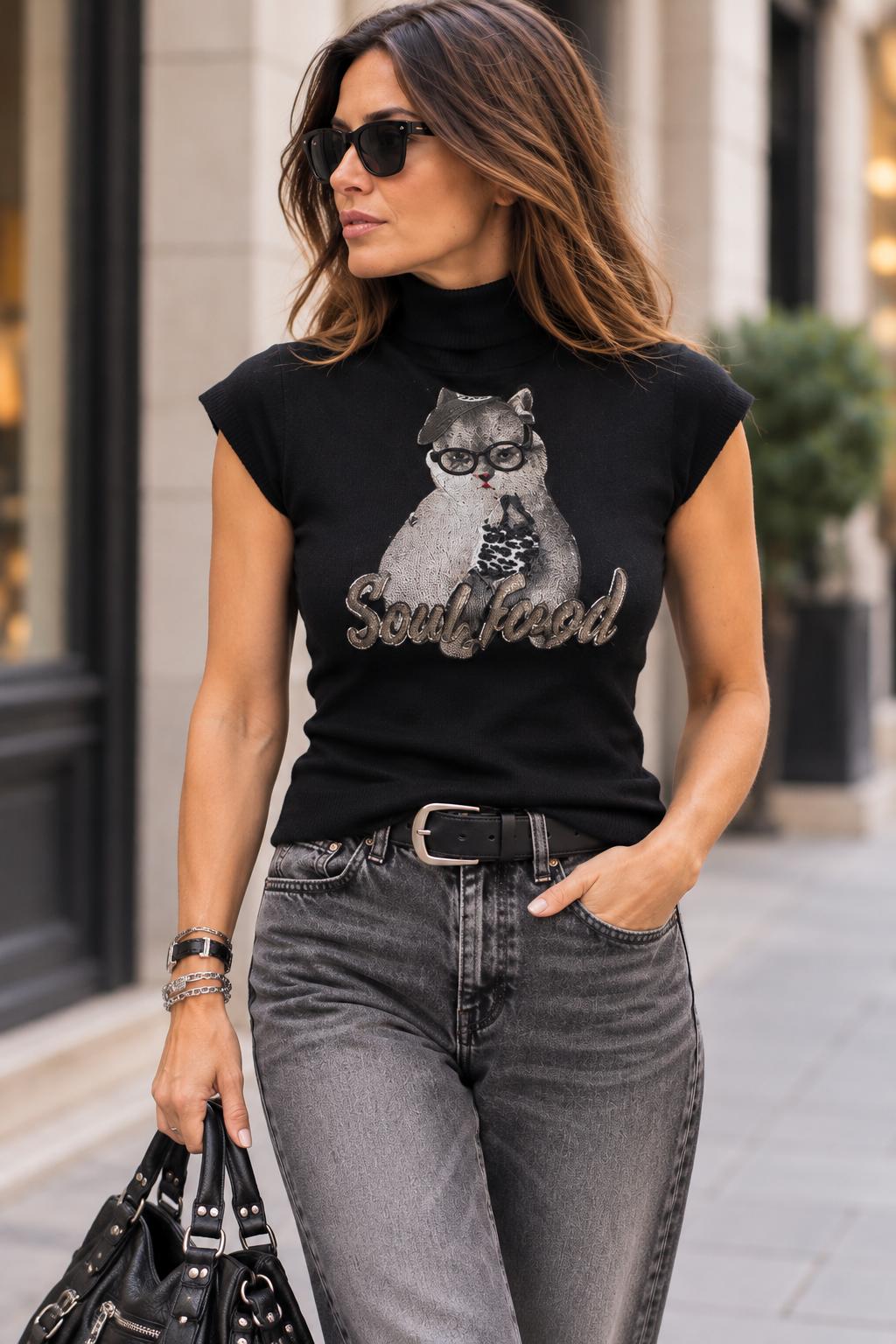 CAMISETA PUNTO CAT NEGRA