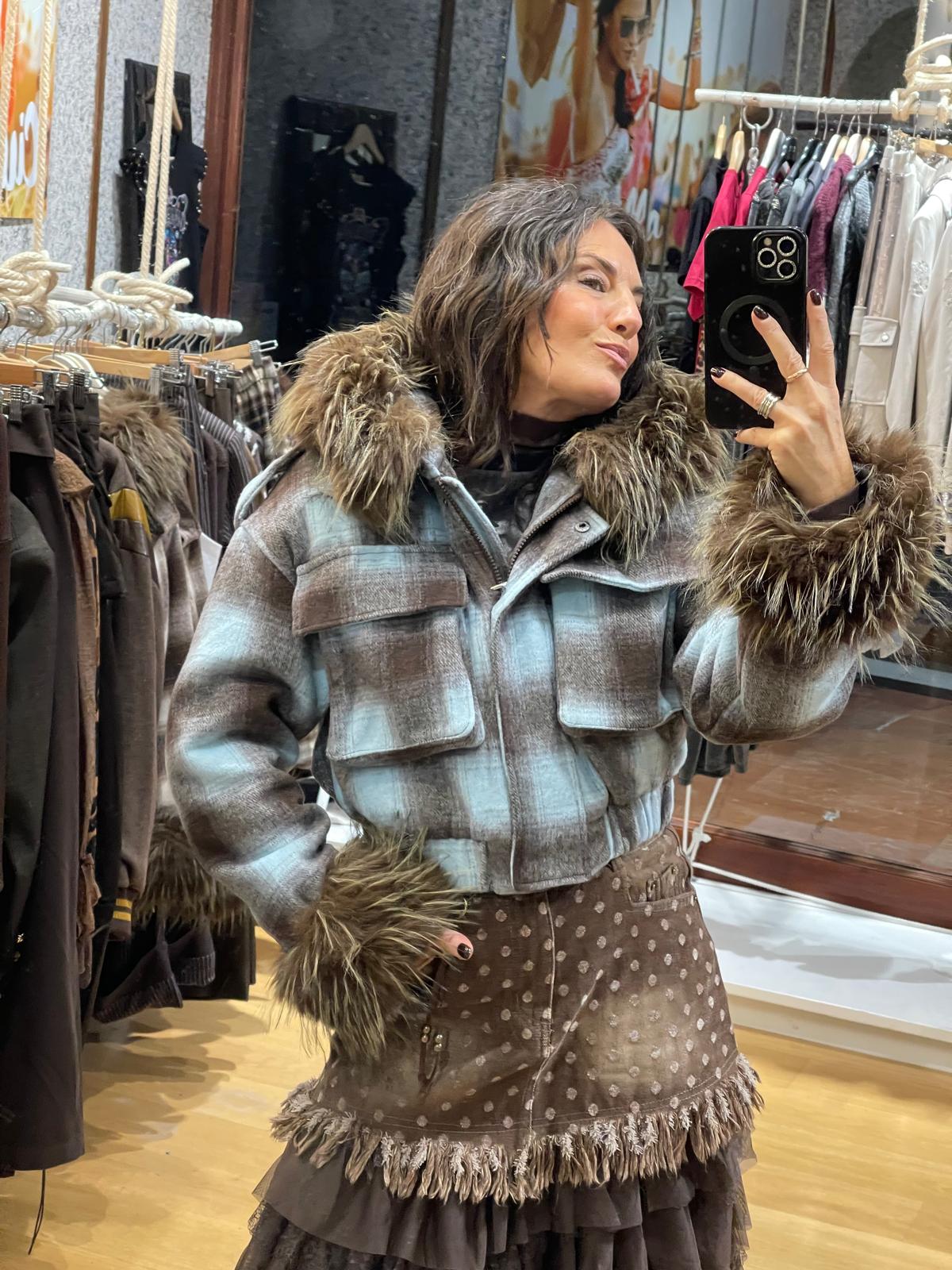 CHAQUETA ABA AZUL Y MARRÓN - Imagen 4